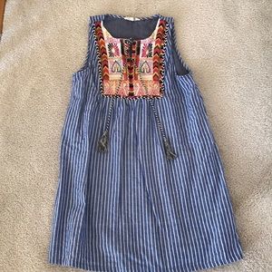 Entro blue sleeveless linen style dress
